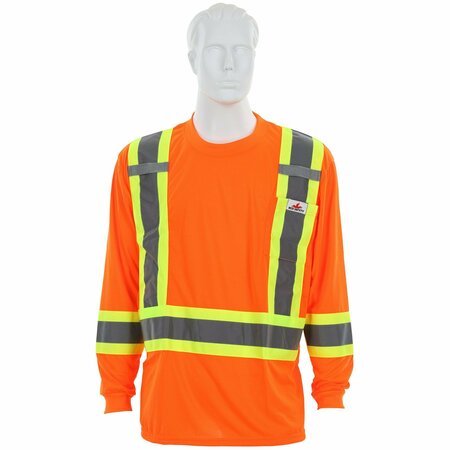 MCR SAFETY Garments, LS Tshirt, CL2 Lvl 2, Solid, Orange XL WCLTCS2OXL